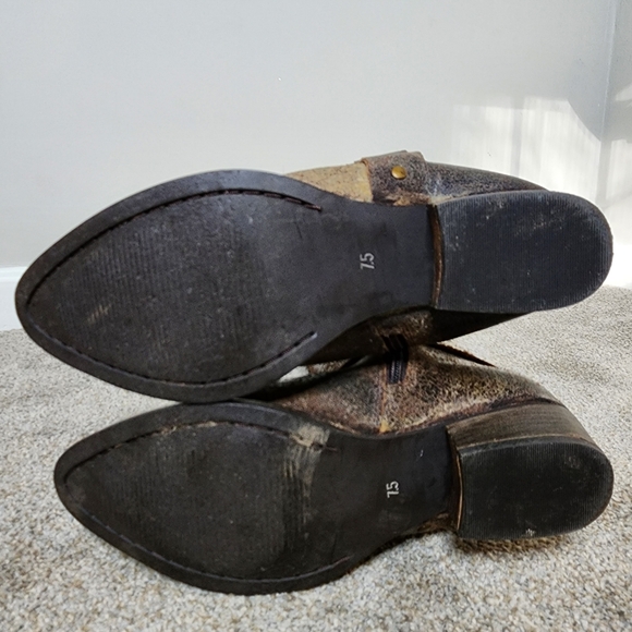 Tall Brown Distressed Leather Harness Cowboy Boot Size 7.5 - Picture 4 of 10